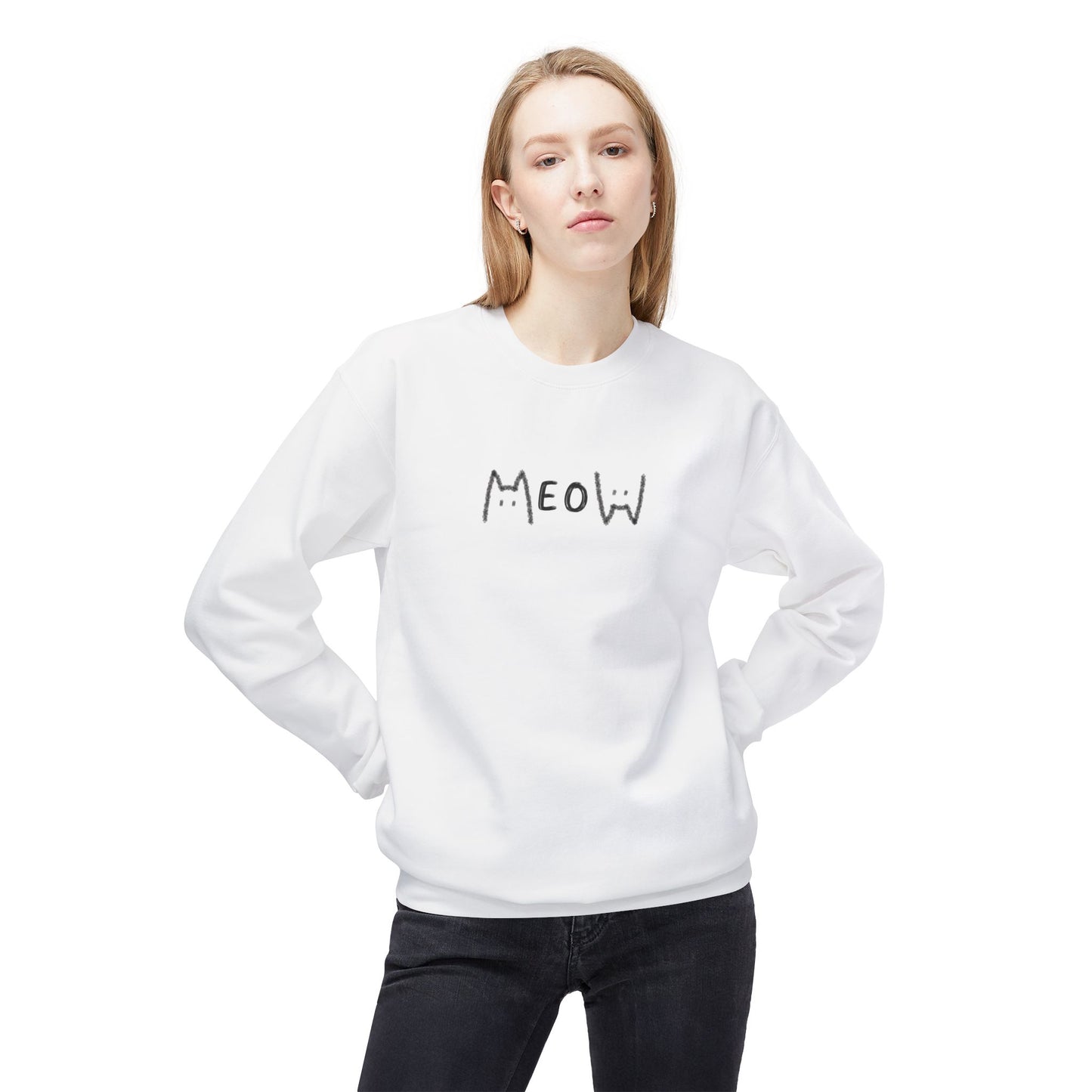 Meow_Unisex Midweight Softstyle Fleece Crewneck Sweatshirt