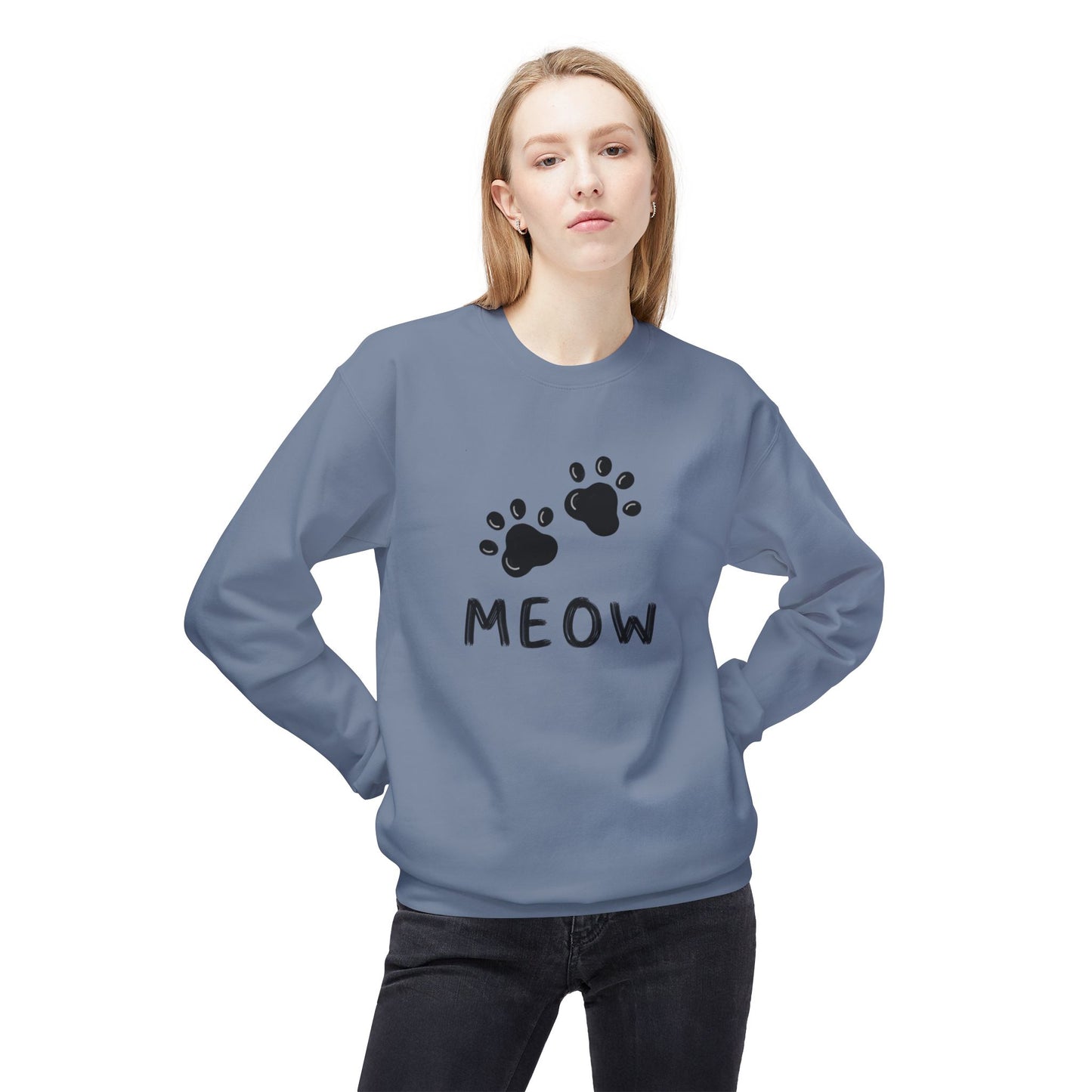 MEOW_Unisex Midweight Softstyle Fleece Crewneck Sweatshirt