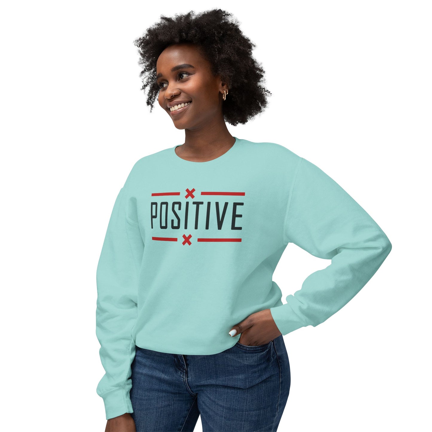 Positive_Unisex Lightweight Crewneck Sweatshirt