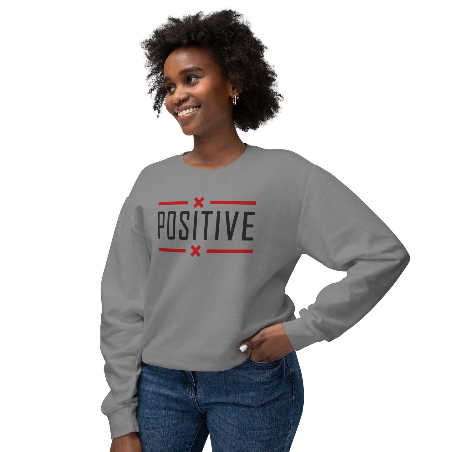 Positive_Unisex Lightweight Crewneck Sweatshirt