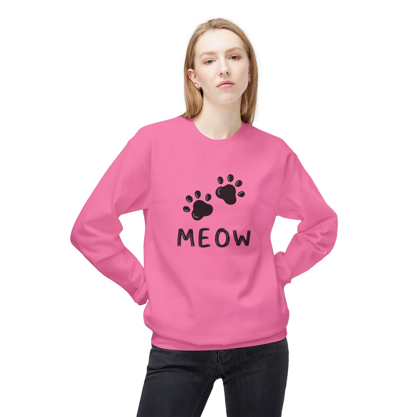 MEOW_Unisex Midweight Softstyle Fleece Crewneck Sweatshirt