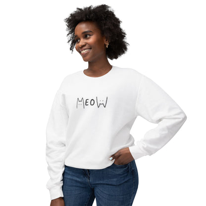 Meow_Unisex Lightweight Crewneck Sweatshirt
