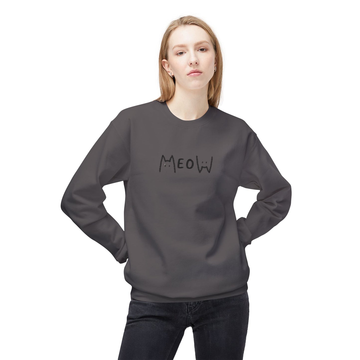 Meow_Unisex Midweight Softstyle Fleece Crewneck Sweatshirt