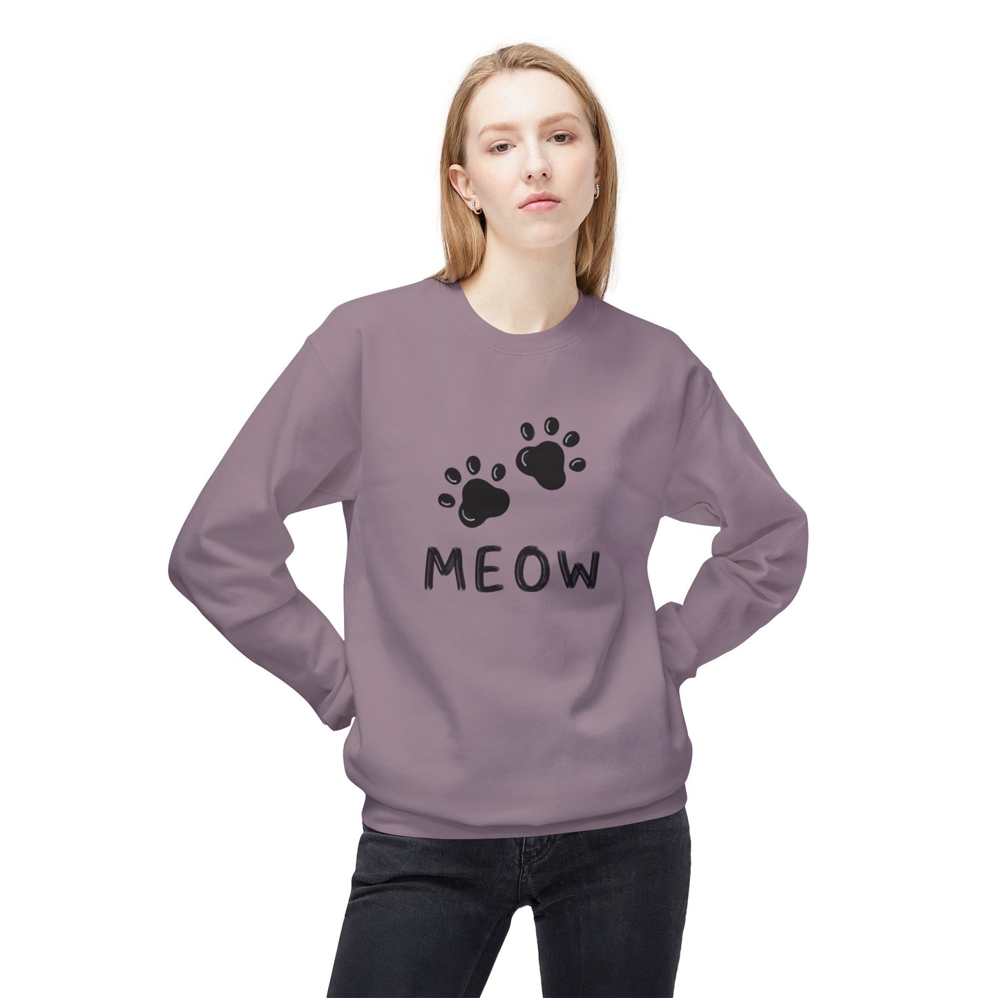 MEOW_Unisex Midweight Softstyle Fleece Crewneck Sweatshirt
