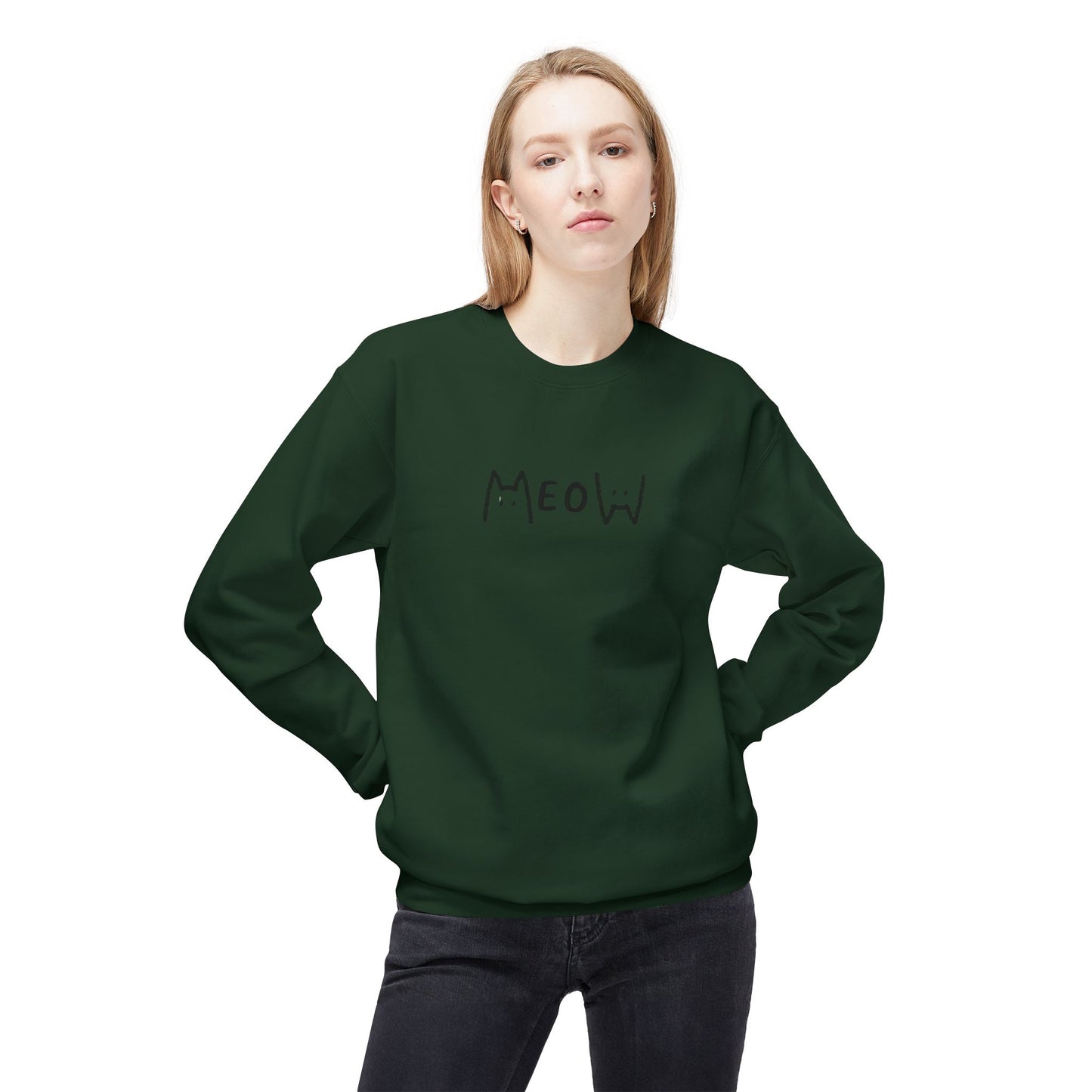 Meow_Unisex Midweight Softstyle Fleece Crewneck Sweatshirt