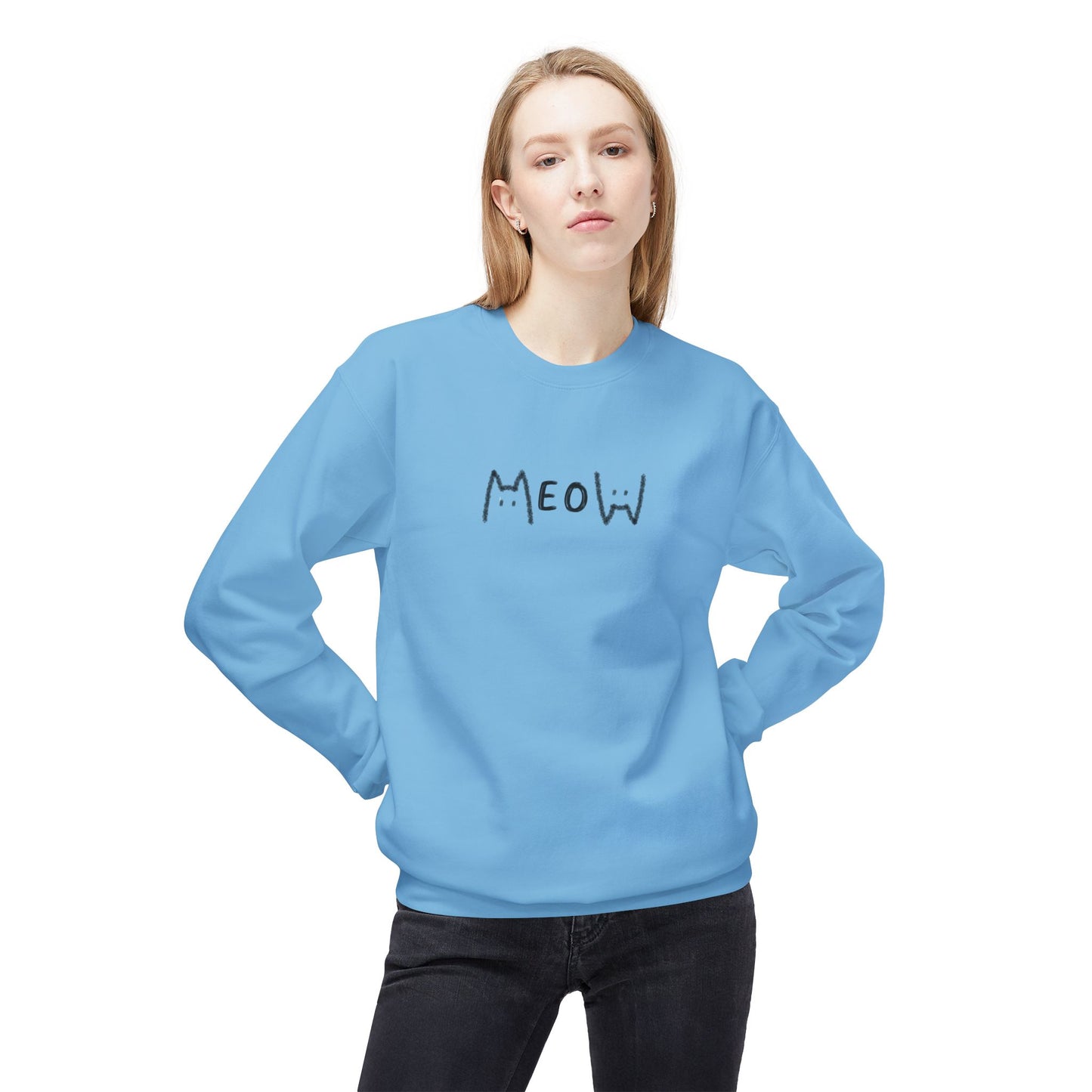 Meow_Unisex Midweight Softstyle Fleece Crewneck Sweatshirt