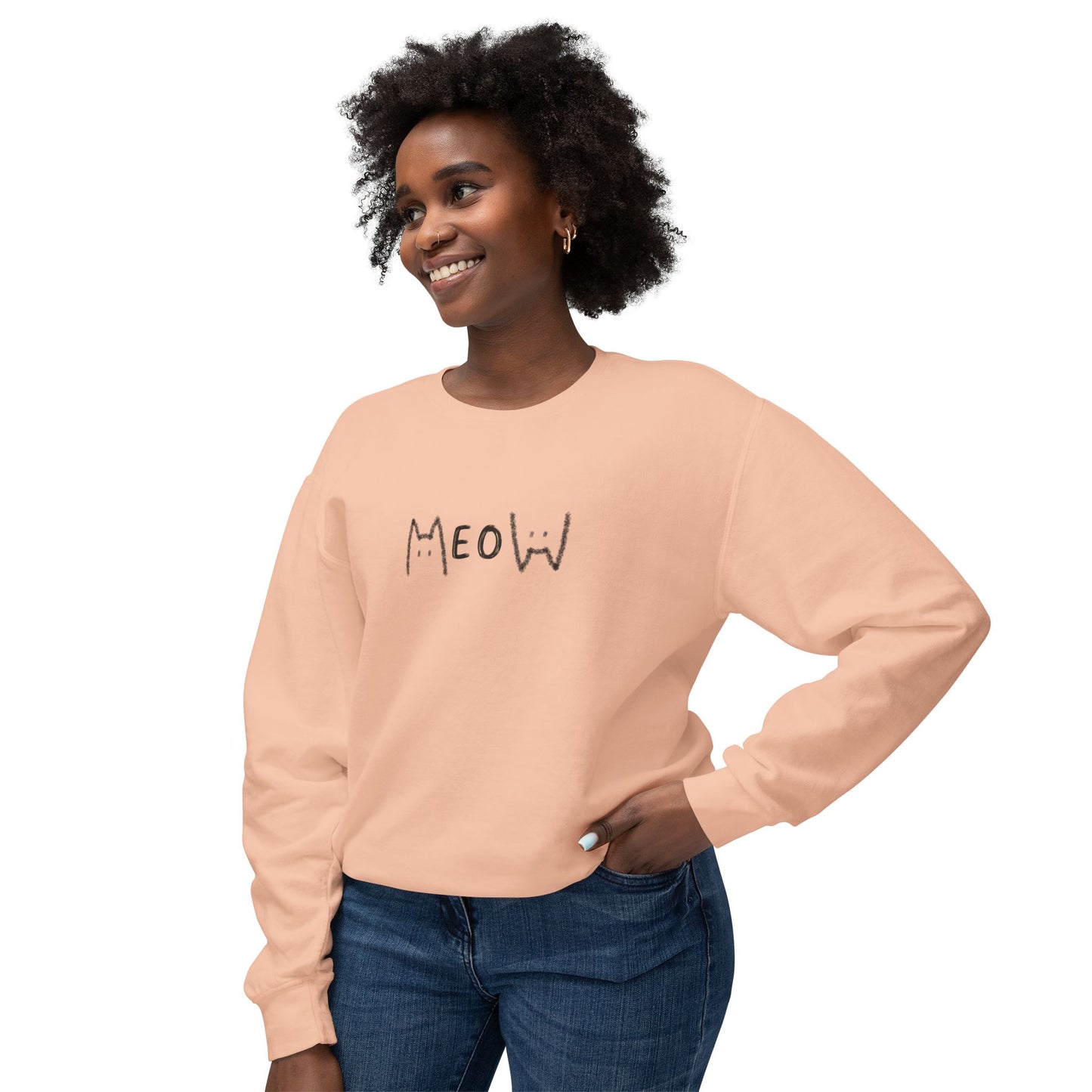 Meow_Unisex Lightweight Crewneck Sweatshirt