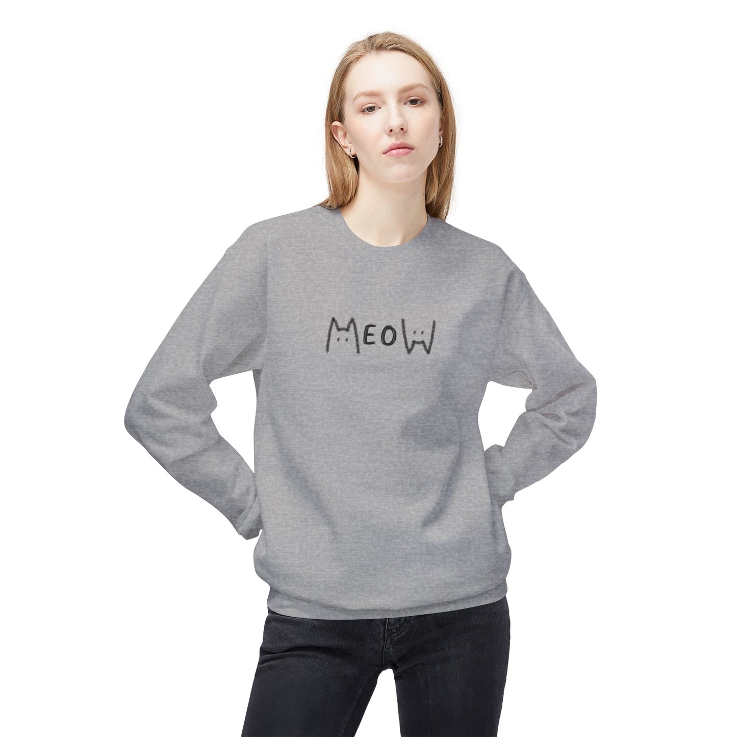 Meow_Unisex Midweight Softstyle Fleece Crewneck Sweatshirt