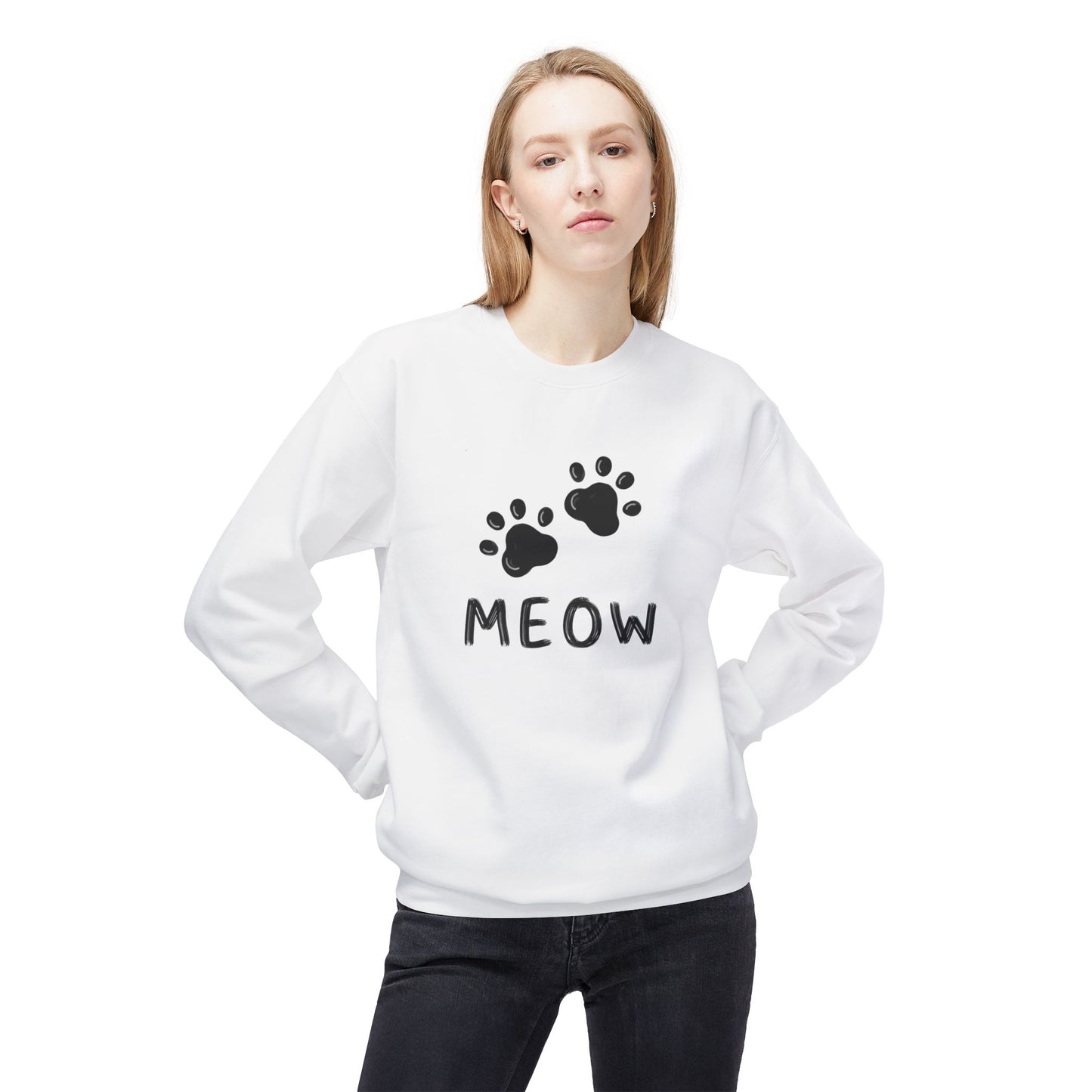 MEOW_Unisex Midweight Softstyle Fleece Crewneck Sweatshirt