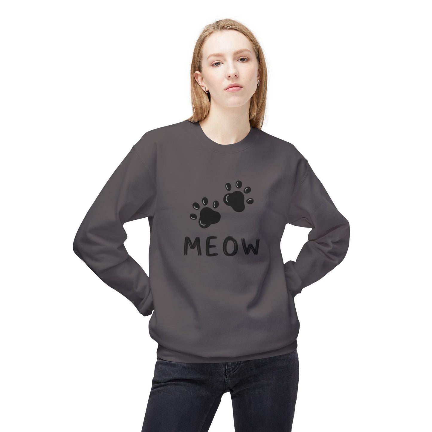 MEOW_Unisex Midweight Softstyle Fleece Crewneck Sweatshirt
